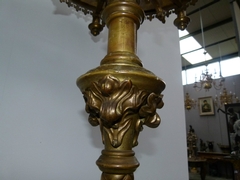 Religious style Church candelabra in bronze, Belgium,Liége 1852