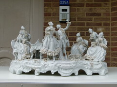 style A monumental group of a musical family in Volkstedt white porcelain, Germany 1940