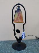 Art-deco style Tablelamp in wrought iron and Daum glass, France,Nancy 1920