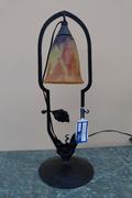 Art-deco style Tablelamp in wrought iron and Daum glass, France,Nancy 1920