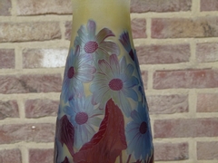 Art-nouveau style Gallé cameo glass vase with flowers, France 1900