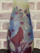 Art-nouveau style Gallé cameo glass vase with flowers, France 1900