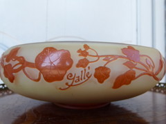 Art-nouveau style  Gallé signed centerpiece coupe in etched glass in glass, France ,Nancy 1900