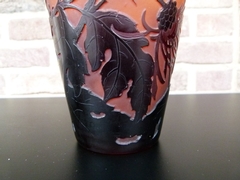 Art-nouveau style Gallé Vase  in etched cameo glass, France 1900