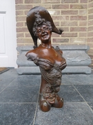 Art-nouveau signed Decam style Bronze patinated buste of a lady in bronze, France 1900