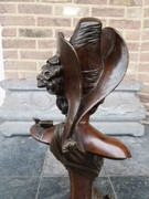 Art-nouveau signed Decam style Bronze patinated buste of a lady in bronze, France 1900