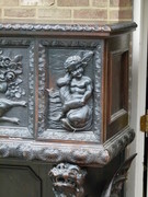 Barock style Highly carved credence cabinet in wood, Italie 1880