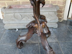 Barock style Nice carved pedestal with child in walnut, France 1880