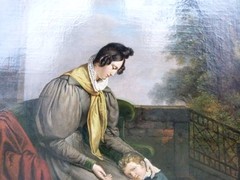 Barock style Painting of a mother with child in oil on canvas, France 1775