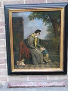 Barock style Painting of a mother with child in oil on canvas, France 1775