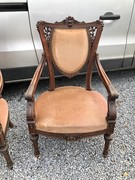 Bell epoque style Pair armchairs in walnut, France 1900