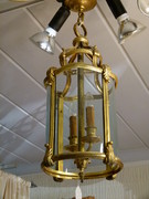 Bell epoque style Round lantern hallamp in gilded bronze , Belgium 1925