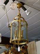 Bell epoque style Round lantern hallamp in gilded bronze , Belgium 1925