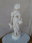 Bell epoque style Sculpture  of a farmer lady signed by Comein in bisquit, France 1900