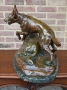 Belle epoque style Sculpture by R.Varnier of two dogg's 