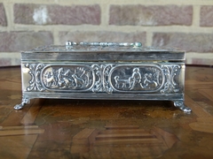 Belle epoque style Silver box with Dutch scenes and 3 stamps in solid silver, The Netherlands,Schoonhoven 1906-1924