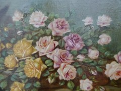 Belle epque style Painting of flowers in oil on canvas, Belgium 1900