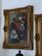 Belle epque style Pair paintings by Henri Schouten of flowers in oil on canvas, Belgium 1890