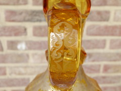 style Bohemian engraved glass jar with deers, Bohemia,Tsjechie 1900