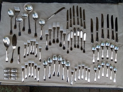 style Christofle cutlery set 77 pieces  in plated silver, France 1950