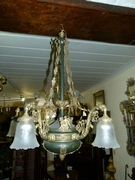 Empire style Lamp in gilded and patinated bronze, France 1920