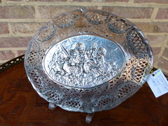 style German 835 silver plate with romantic scene of putti,s, Germany 1900