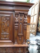 style Highly quality carved Henri 2 credence cabinet in walnut, France 1890