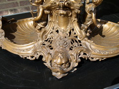 Bell epoque style Huge centerpiece with cherubs in spelter and crystal, France 1890