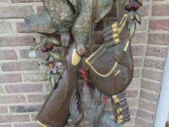Hunting style Decorative carved and patinated wall sculpture in carved pine 1920