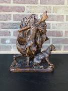 Hunting style style Black forest sculpture in carved wood, Germany 1900