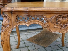 Louis 15 style Coffee table in carved oak, Belgium,Liége 1950