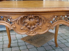 Louis 15 style Coffee table in carved oak, Belgium,Liége 1950