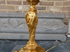 Louis 15 style Floorlamp in gilded and patinated bronze , France 1880