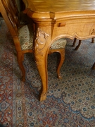 Louis 15 style Highly carved table and 6 chairs in carved oak, Belgium,Liége 1940