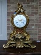 Louis 15 style huge Clock pendule signed Ernest Royer F. de bronze in gilded bronze, France 1880