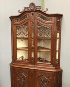 Louis 15 style Liege Corner cabinet in oak, Belgium 1925