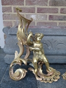 Louis 15 style Pair fireplace inserts with cherubs putto,s in gilded bronze, France 1870