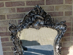Louis 15 style Silvered roccoco mirror in wood and plaster, France 1870