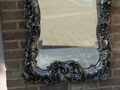 Louis 15 style Silvered roccoco mirror in wood and plaster, France 1870