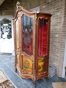 Louis 15 style Unusual cabinet with vernis matin paintings in walnut, Austria 1880