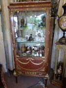Louis 16 style Display cabinet vitrine in gilded bronzes and satinwood with red marble top, France 1880