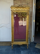 Louis 16 style Gilded display vitrine cabinet in gilded wood, France 1890