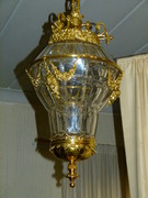 Louis 16 style Lantern lamp in gilded bronze and crystal, France 1900