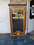 Louis 16 style Napoleon 3 display cabinet with gilded bronze and marble top in satin wood, France 1880