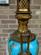 Louis 16 style Oil lamp with Sévres porcelain in gilded bronze , France 1860