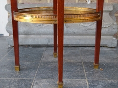 Louis 16 style Small round table in differents woods and bronze, France 1900