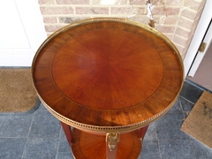 Louis 16 style Small round table in differents woods and bronze, France 1900
