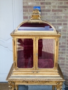 Louis 16  style Very nice gilded display cabinet with curved glass in gilded wood, France 1880