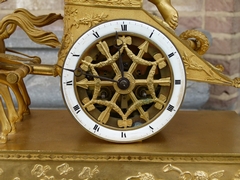 style mantel clock 'char de l'amour' in gilded bronze, France 1850
