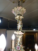 style Meissen porcelain lamp with putti,s and flowers, Germany early 19 century